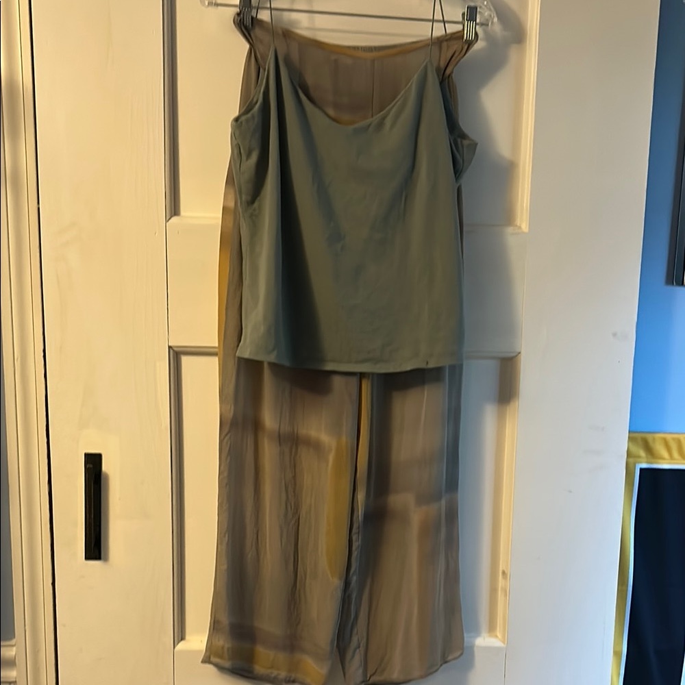 Victoria's Secret Green and Beige Pajama Set
